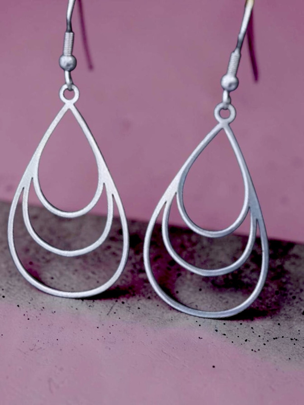 ⛓️ 4/$20 Silver Teardrop Layered Hoop Earrings - Women Jewelry